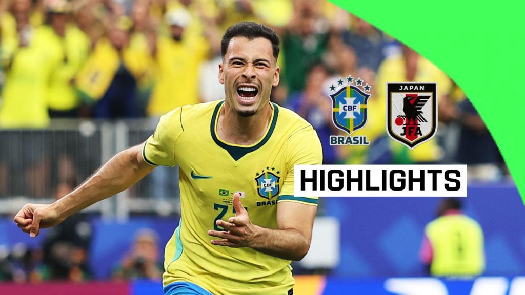 Gabriel Martinelli celebrates after scoring Brazil's late winner against Japan at the 2026 World Cup