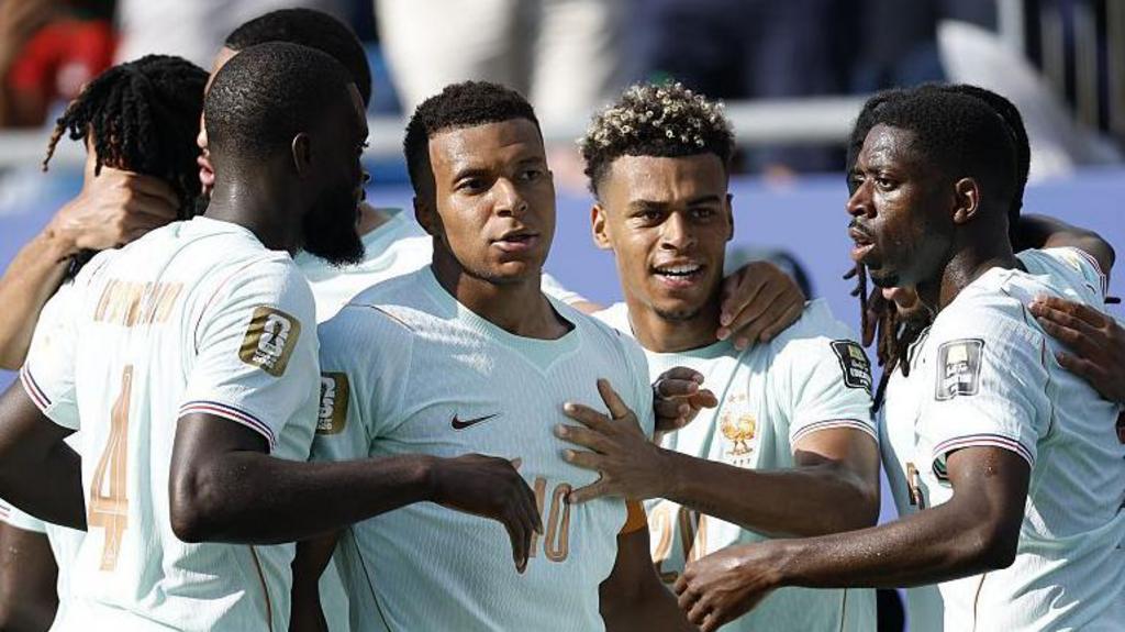 France celebrate after beating Morocco to reach the World Cup 2026 semi-finals