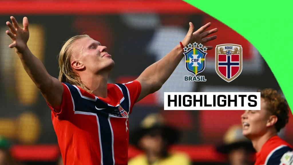 Erling Haaland celebrates after scoring for Norway against Brazil at the 2026 World Cup