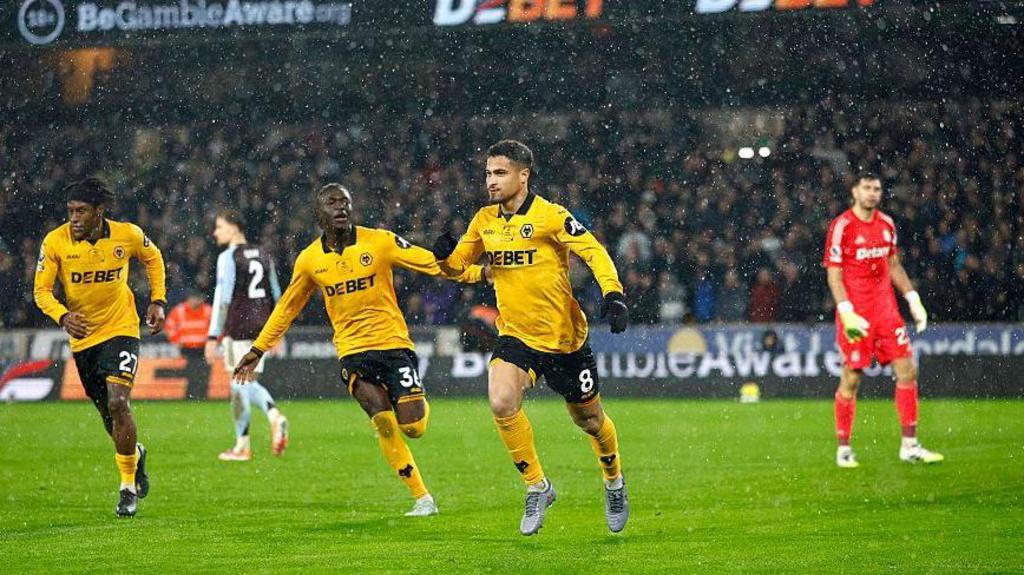Joao Gomes in action for Wolves